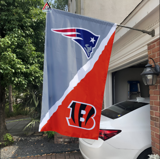 Patriots vs Bengals House Divided Flag, NFL House Divided Flag