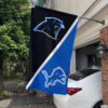 Carolina Panthers vs Detroit Lions House Divided Flag, NFL House Divided Flag