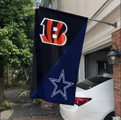 Bengals vs Cowboys House Divided Flag, NFL House Divided Flag