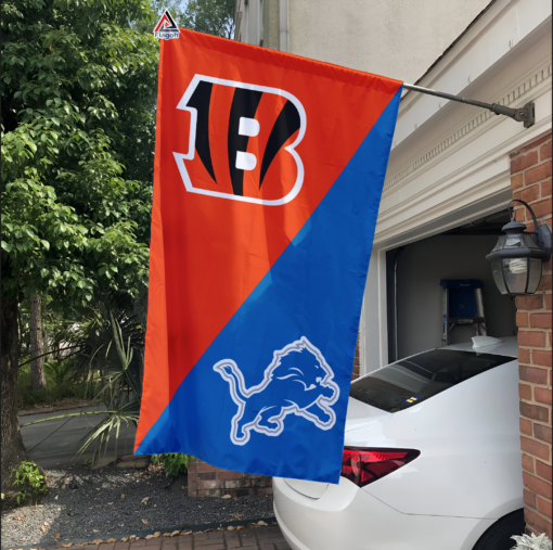 Bengals vs Lions House Divided Flag, NFL House Divided Flag