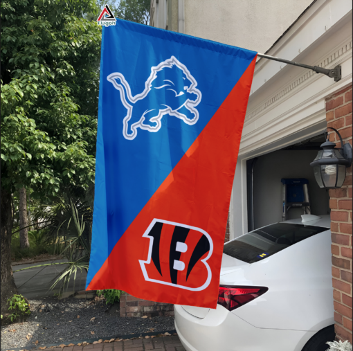 Lions vs Bengals House Divided Flag, NFL House Divided Flag