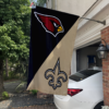 Arizona Cardinals vs New Orleans Saints House Divided Flag, NFL House Divided Flag