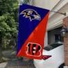 Baltimore Ravens vs Cincinnati Bengals House Divided Flag, NFL House Divided Flag