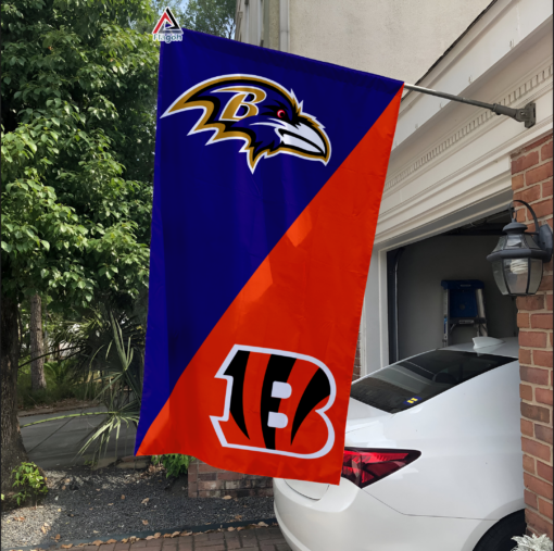 Ravens vs Bengals House Divided Flag, NFL House Divided Flag