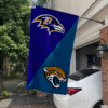Baltimore Ravens vs Jacksonville Jaguars House Divided Flag, NFL House Divided Flag