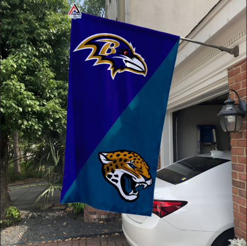 Ravens vs Jaguars House Divided Flag, NFL House Divided Flag