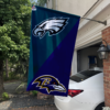 Philadelphia Eagles vs Baltimore Ravens House Divided Flag, NFL House Divided Flag