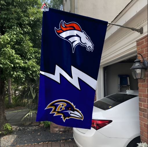 Broncos vs Ravens House Divided Flag, NFL House Divided Flag