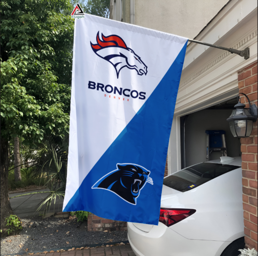 Broncos vs Panthers House Divided Flag, NFL House Divided Flag