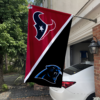 Houston Texans vs Carolina Panthers House Divided Flag, NFL House Divided Flag