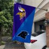 Minnesota Vikings vs Carolina Panthers House Divided Flag, NFL House Divided Flag