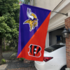 Minnesota Vikings vs Cincinnati Bengals House Divided Flag, NFL House Divided Flag