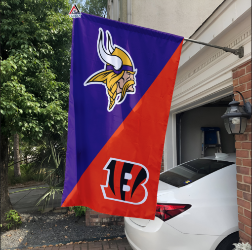Vikings vs Bengals House Divided Flag, NFL House Divided Flag