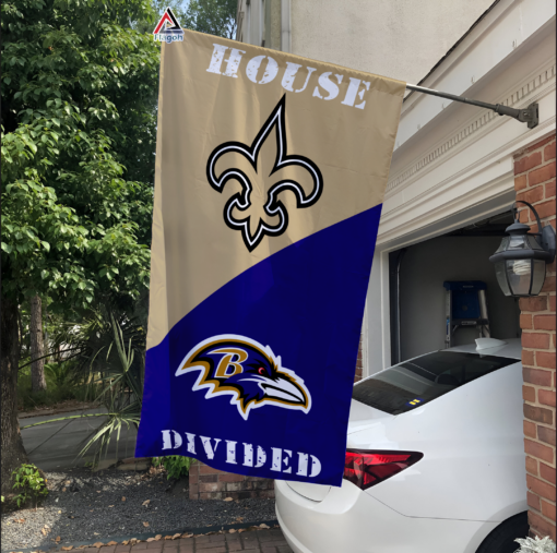 Saints vs Ravens House Divided Flag, NFL House Divided Flag