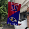 New York Giants vs Baltimore Ravens House Divided Flag, NFL House Divided Flag
