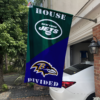 New York Jets vs Baltimore Ravens House Divided Flag, NFL House Divided Flag
