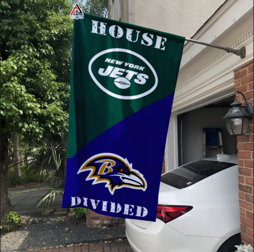 Jets vs Ravens House Divided Flag, NFL House Divided Flag