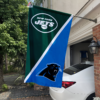 New York Jets vs Carolina Panthers House Divided Flag, NFL House Divided Flag