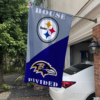 Pittsburgh Steelers vs Baltimore Ravens House Divided Flag, NFL House Divided Flag