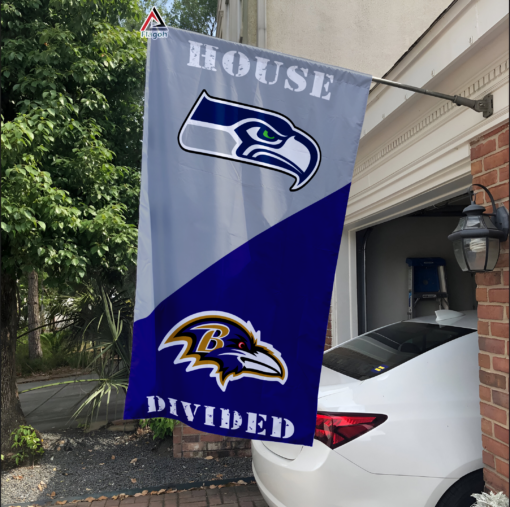 Seahawks vs Ravens House Divided Flag, NFL House Divided Flag