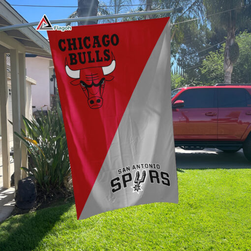 Bulls vs Spurs House Divided Flag, NBA House Divided Flag