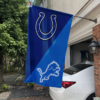 Indianapolis Colts vs Detroit Lions House Divided Flag, NFL House Divided Flag