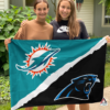 Miami Dolphins vs Carolina Panthers House Divided Flag, NFL House Divided Flag