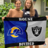 Los Angeles Rams vs vs Las Vegas Raiders House Divided Flag, NFL House Divided Flag