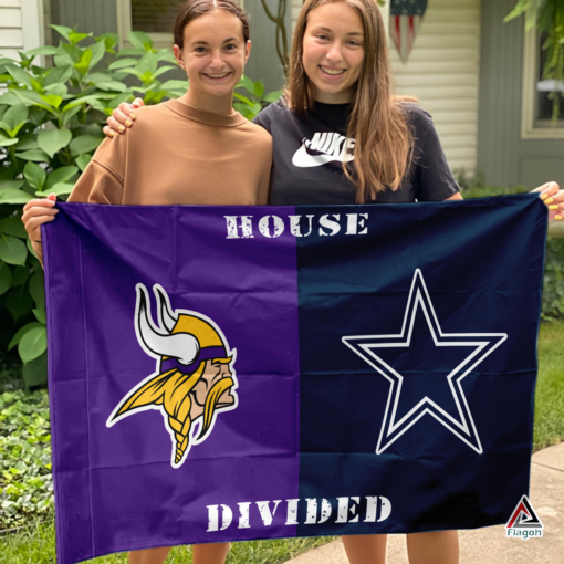 Vikings vs Cowboys House Divided Flag, NFL House Divided Flag