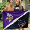Minnesota Vikings vs Houston Texans House Divided Flag, NFL House Divided Flag