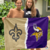 New Orleans Saints vs Minnesota Vikings House Divided Flag, NFL House Divided Flag