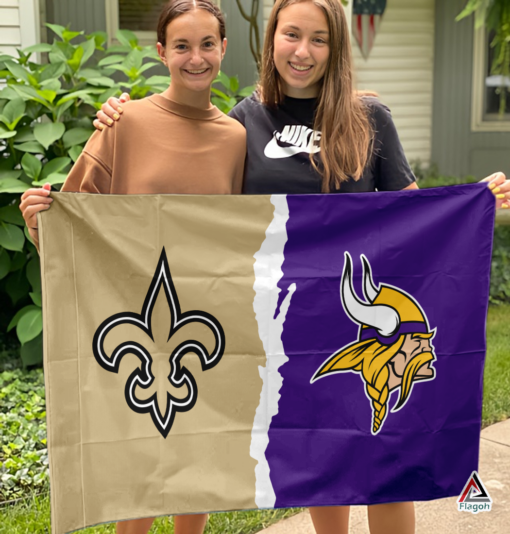 Saints vs Vikings House Divided Flag, NFL House Divided Flag