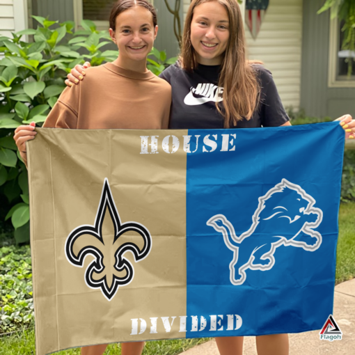 Saints vs Lions House Divided Flag, NFL House Divided Flag