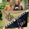 New Orleans Saints vs Houston Texans House Divided Flag, NFL House Divided Flag