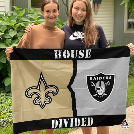 Saints vs Raiders House Divided Flag, NFL House Divided Flag