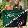 New York Jets vs Houston Texans House Divided Flag, NFL House Divided Flag