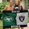 New York Jets vs Las Vegas Raiders House Divided Flag, NFL House Divided Flag