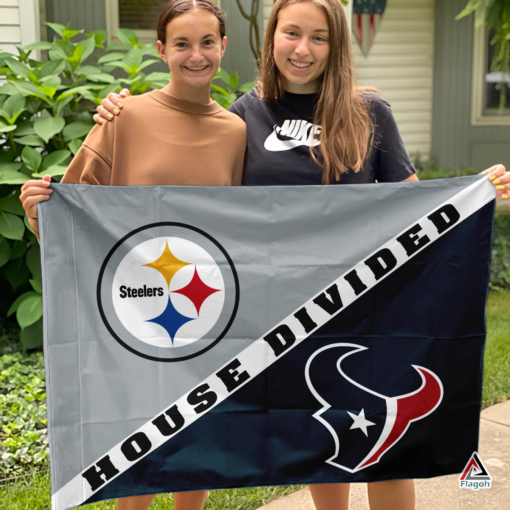 Steelers vs Texans House Divided Flag, NFL House Divided Flag