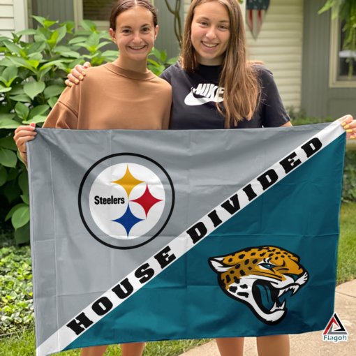 Steelers vs Jaguars House Divided Flag, NFL House Divided Flag