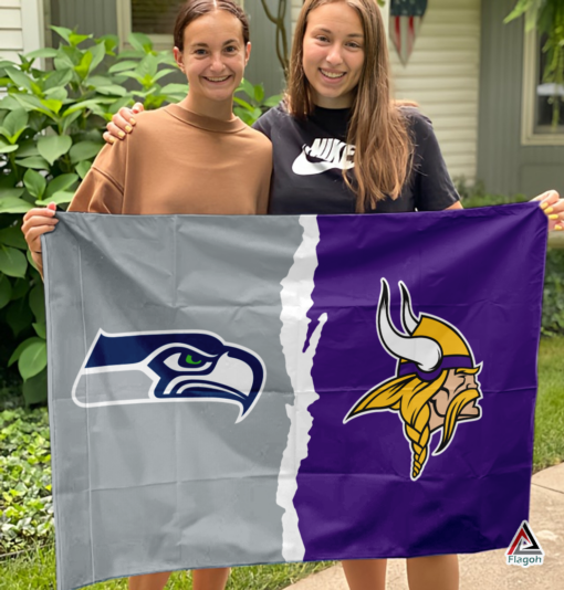 Seahawks vs Vikings House Divided Flag, NFL House Divided Flag