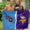 Tennessee Titans vs Minnesota Vikings House Divided Flag, NFL House Divided Flag