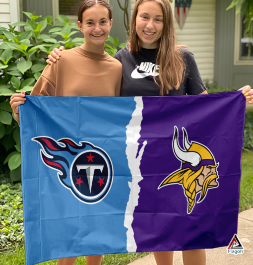 Titans vs Vikings House Divided Flag, NFL House Divided Flag