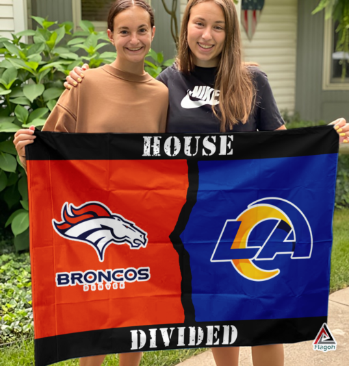 Broncos vs Rams House Divided Flag, NFL House Divided Flag