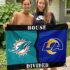 Miami Dolphins vs Los Angeles Rams House Divided Flag, NFL House Divided Flag