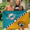 Miami Dolphins vs Jacksonville Jaguars House Divided Flag, NFL House Divided Flag