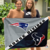 New England Patriots vs Houston Texans House Divided Flag, NFL House Divided Flag