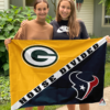 Green Bay Packers vs Houston Texans House Divided Flag, NFL House Divided Flag