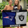 New England Patriots vs Las Vegas Raiders House Divided Flag, NFL House Divided Flag