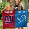 New York Giants vs Detroit Lions House Divided Flag, NFL House Divided Flag