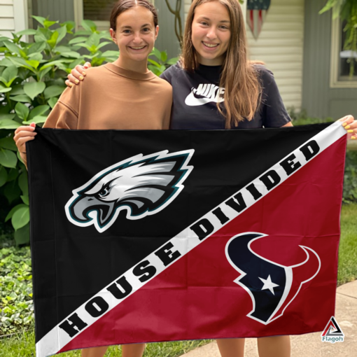 Eagles vs Texans House Divided Flag, NFL House Divided Flag